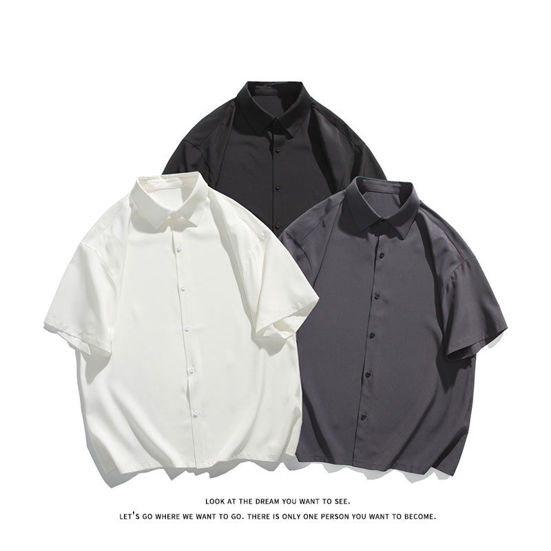 夏季大码休闲潮流凉感冰丝垂顺短袖衬衫DC2179-P18.5【特价】,男装衬衫,电商A007-1