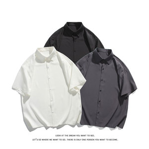 夏季大码休闲潮流凉感冰丝垂顺短袖衬衫DC2179-P18.5【特价】图片