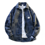 牛仔外套男格子衬衫夹克潮牌青少年休闲上衣夹克J1840-特价P52，男装工装外套，电商A007-1