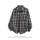 复古格子美式衬衫男长袖翻领宽松百搭格子纹外套C2273-特价P37，男装衬衫，电商A007-1