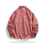 韩版时尚休闲红色格子小众设计感衬衫上衣衬衣C2247-特价P35，男装衬衫，电商A007-1