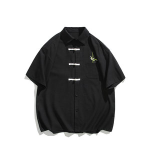夏季潮流风新中式绣花大码休闲男短袖衬衫DC2182-P36【特价】图片