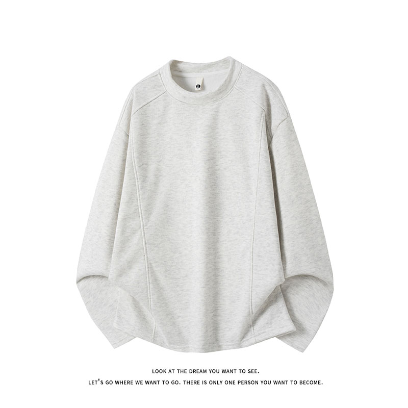 美式套头半高领加绒保暖卫衣灰色长袖加厚打底上衣TDR119-特价P26，男装T恤，电商A007-1