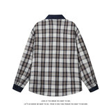 复古格子拼接衬衫男长袖宽松休闲翻领百搭外套C2277-特价P35，男装衬衫，电商A007-1