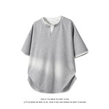 美式复古重磅假两件半袖夏季撞色拼接短袖T恤上衣T3700-特价P30，男装T恤，电商A007-1