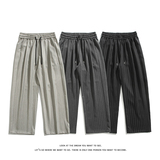 竖条纹山本裤男女夏季慵懒风垂感直筒西裤薄款裤子K8621-特价P37，男装西裤，电商A007-1