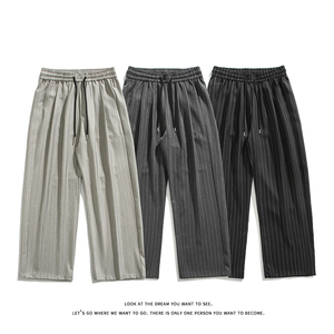 竖条纹山本裤男女夏季慵懒风垂感直筒西裤薄款裤子K8621-特价P37，男装西裤，电商A007-1