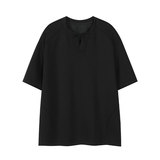 休闲风半开领短袖T恤男女宽松重磅纯棉小领口上衣T3709-特价P20，男装T恤，电商A007-1