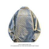 潮牌休闲牛仔外套男士提花潮流清理宽松百搭夹克JA8815-特价P66，男装工装外套，电商A007-1