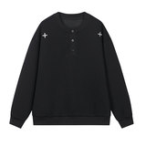 美式复古亨利领卫衣男女高级感宽松慵懒风潮流上衣W4712-特价P35，男装卫衣，电商A007-1