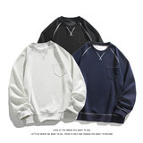 潮流坎车撞色线圆领卫衣大码宽松休闲内搭上衣W4649-P36【特价】，男装卫衣，电商A007-1