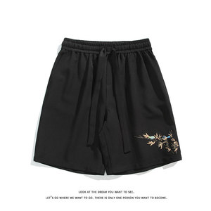 夏季风新中式刺绣西裤宽松直筒五分裤短裤DK8493-P32【特价】图片