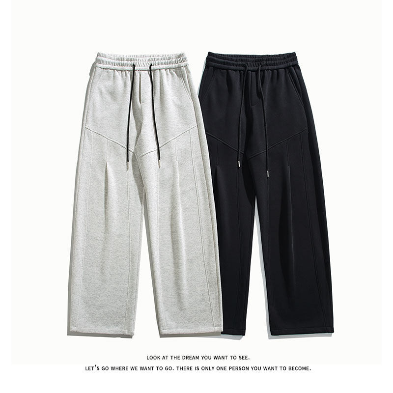 宽松直筒纯色卫裤男休闲抽绳宽松型垂感运动长裤K8696-特价P36，男装休闲裤，电商A007-1