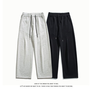 宽松直筒纯色卫裤男休闲抽绳宽松型垂感运动长裤K8696-特价P36，男装休闲裤，电商A007-1