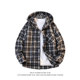 连帽格子衬衫男女宽松休闲百搭高级感长袖上衣外套C2271-特价P36，男装衬衫，电商A007-1