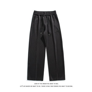 秋季新款设计感休闲裤男女宽松休闲百搭高级感长裤K8681-特价P44,女生收腹裤穿搭图片