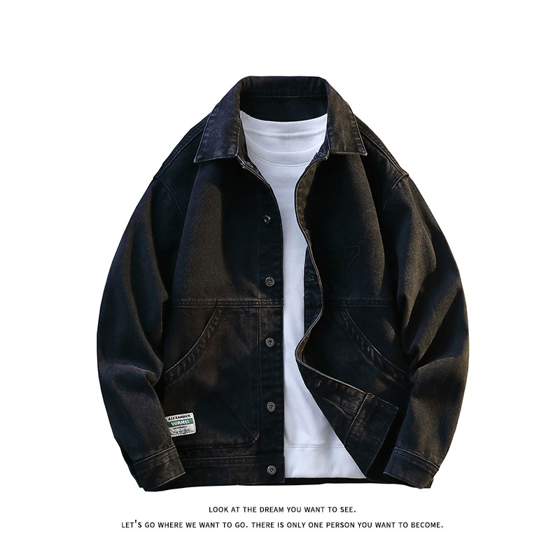 牛仔外套宽松大码简约休闲百搭潮流水洗牛仔衣夹克J7009-特价68，男装工装外套，电商A007-1