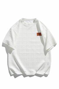 夏季纹理感格子短袖t恤男潮流贴标宽松半袖体恤T3519-P25【特价】图片