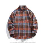 韩版潮流复古格子大码翻领长袖衬衫内搭外套C2192-P30【特价】，男装衬衫，电商A007-1