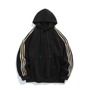 潮流休闲三条杠大码纯色休闲运动连帽卫衣内搭W4604-P50【特价】图片