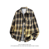 韩版潮流复古格子大码翻领长袖衬衫内搭外套C2193-P30【特价】，男装衬衫，电商A007-1