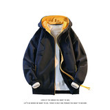 秋季撞色拉链开衫卫衣男女宽松情侣休闲外套连帽款W4685-特价P40，女装短外套，电商A007-1