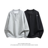 美式复古亨利领卫衣男女高级感宽松慵懒风潮流上衣W4712-特价P35，男装卫衣，电商A007-1