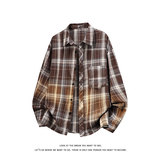 韩版潮流复古格子大码翻领长袖衬衫内搭外套C2194-P30【特价】，男装衬衫，电商A007-1