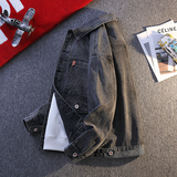 宽松多口袋做旧翻领外套美式复古工装牛仔夹克男JA7008-特价P65，男装夹克，电商A007-1