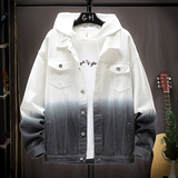 渐变色牛仔夹克男宽松翻领美式风潮流外套长袖上衣JA1718-特价P65，男装夹克，电商A007-1