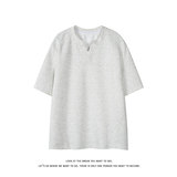 休闲风半开领短袖T恤男女宽松重磅纯棉小领口上衣T3709-特价P20，男装T恤，电商A007-1