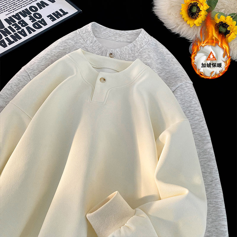 重磅320克亨利领宽松休闲卫衣男W4647JR（加绒）特P42/W4647特P35，男装卫衣，电商A007-1