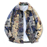 潮牌卡通小熊休闲外套男士宽松提花牛仔外套夹克JA281-特价P51，男装工装外套，电商A007-1