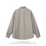 美式复古条纹长袖衬衫男宽松日常百搭休闲翻领外套C2272-特价P37，男装衬衫，电商A007-1