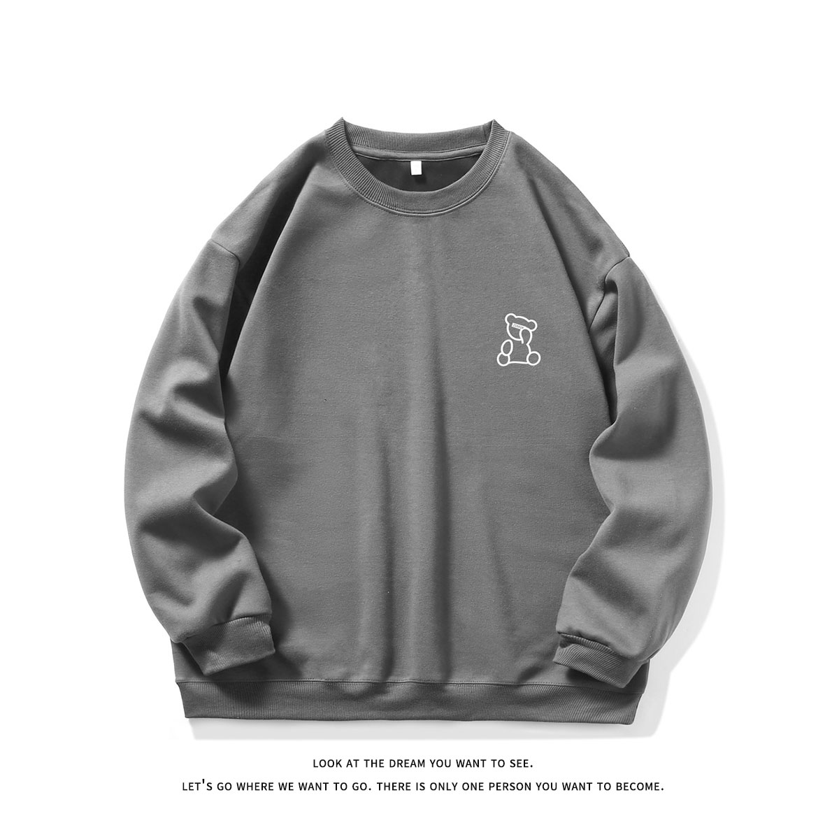 烫花大码330克重磅华棉复合圆领纯色休闲卫衣-W4272-P33【特价】,男装卫衣,电商A007-1