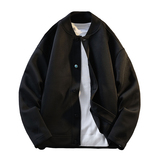 420克重磅棒球领纯色宽松休闲慵懒感上衣外套男女W4686-特价P58，女装短外套，电商A007-1