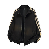 拼色三条杠撞色开衫卫衣大码宽松休闲立领外套W4602-P52【特价】，女装短外套，电商A007-1