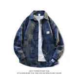 牛仔外套男格子衬衫夹克潮牌青少年休闲上衣夹克J1840-特价P52，男装工装外套，电商A007-1