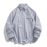 高品质条纹衬衫复古大码长袖衬衫外套C2210-P45【特价】，男装衬衫，电商A007-1