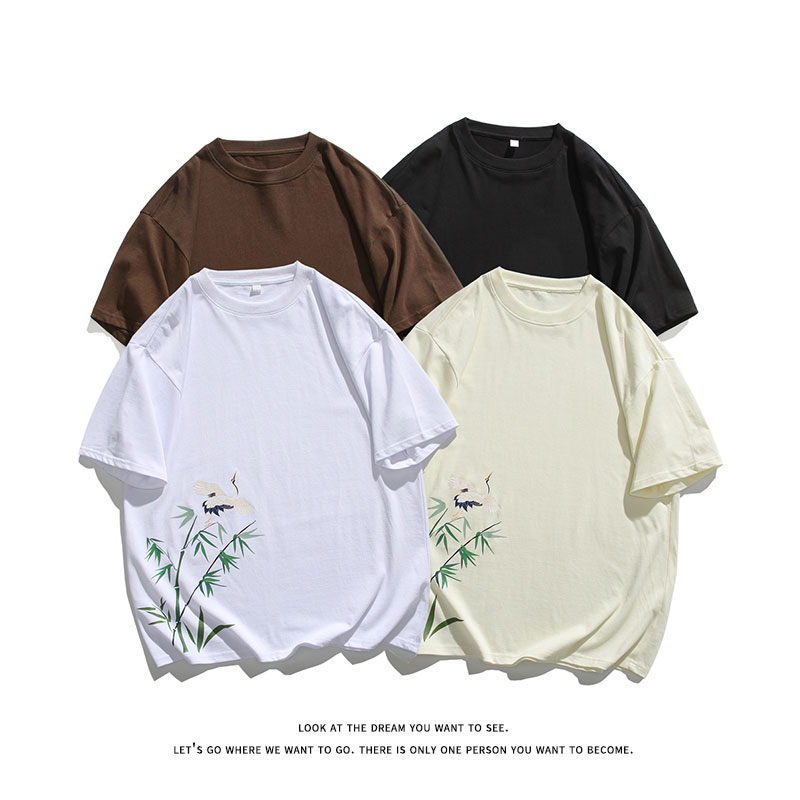 风新中式重磅240克双纱精梳棉半袖短袖T恤T3517-P25【特价】,男装T恤,电商A007-1