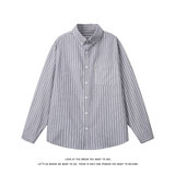休闲风竖条纹衬衫男长袖松弛感少年风高级感外套C2275-特价P37，男装衬衫，电商A007-1