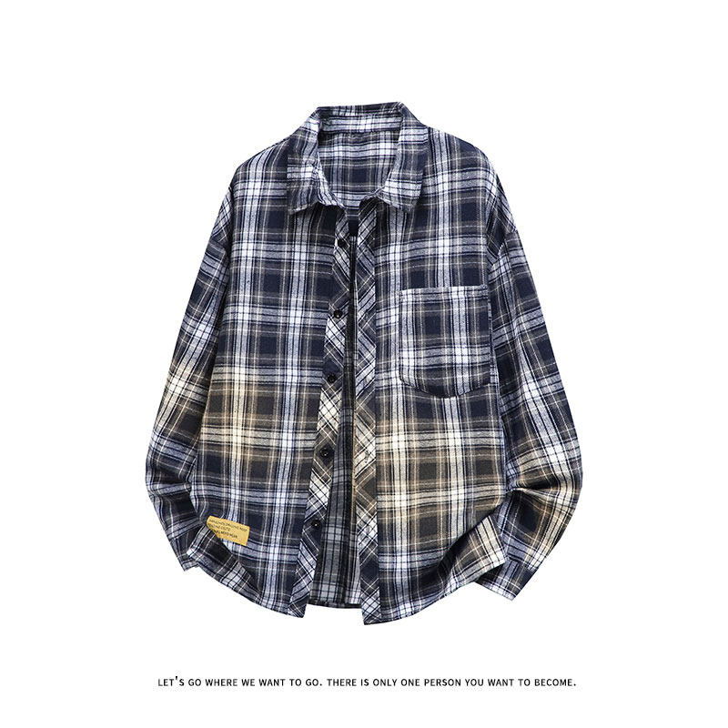 港风慵懒风休闲宽松潮流大码百搭情侣格子衬衫C2158-特P28无差价，男装衬衫，电商A007-1