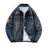 美式潮流肩章轻奢机车风牛仔外套男夹克上衣JA8819-特价P72，男装工装外套，电商A007-1