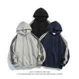 潮流休闲三条杠大码纯色休闲运动连帽卫衣内搭W4604-P50【特价】，男装卫衣，电商A007-1