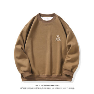 烫花大码330克重磅华棉复合圆领纯色休闲卫衣-W4272-P33【特价】图片