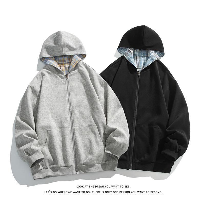 双面穿开衫卫衣长袖情侣宽松休闲百搭上衣外套W4600-P60【特价】，女装短外套，电商A007-1