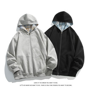 双面穿开衫卫衣长袖情侣宽松休闲百搭上衣外套W4600-P60【特价】，女装短外套，电商A007-1