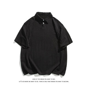 夏季休闲基础流行针织提花压皱垂感翻领短袖T恤T3396-P36【特价】图片