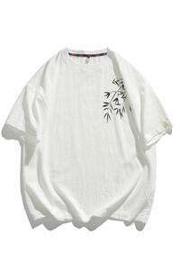 风竹子短袖T恤棉麻新中式宽松半袖体恤衫 T3524-P25【特价】图片