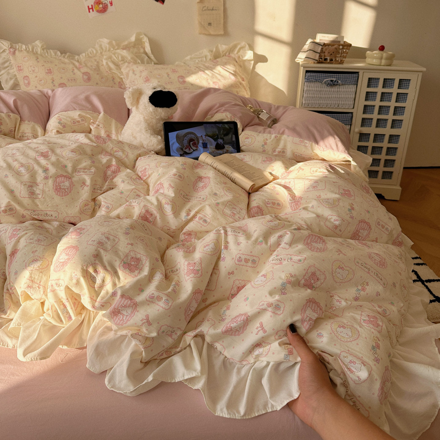 法式花边水洗棉床上四件套公主风被套床单人宿舍三件套非全棉纯棉